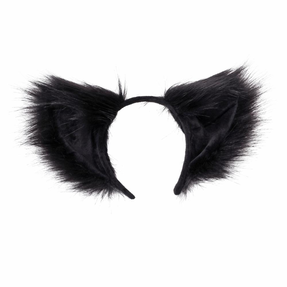 Fluffy Realistic Texture Faux Fur Cat Ears Flexible Animal Headband Anime Cosplay