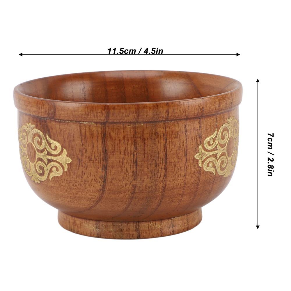 One‑piece Carved Integrated Rice Bowl Solid Wood Breakfast Bowl Food Bowl Light Food Matching