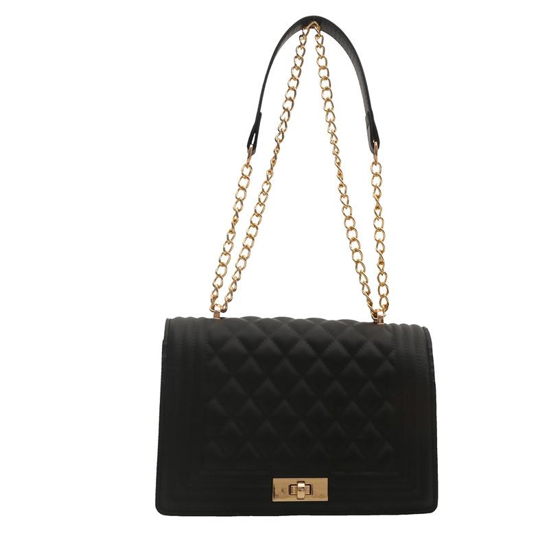 Fashionable Trend Chain Lock New Diamond Indentation Women's Korean Version Simple Crossbody Single Shoulder Small Square Bag Trendy