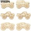 21pcs DIY Wooden Monster Truck Craft Kit - Unfinished Cutouts for Painting, Party Favors & Home Decor