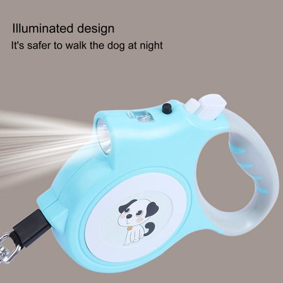5m Retractable Pet Leash with LED Flashlight Ergonomic Handle Adjustable Long Walking Dog Leash for Small Medium Dogs