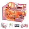 CUTEROOM DIY Деревянный кукольный домик с LED-подсветкой, музыкой, защитой от пыли, мебелью, миниатюрами, ручной работы, миниатюрный подарок для девочек и творческий подарок для детей и