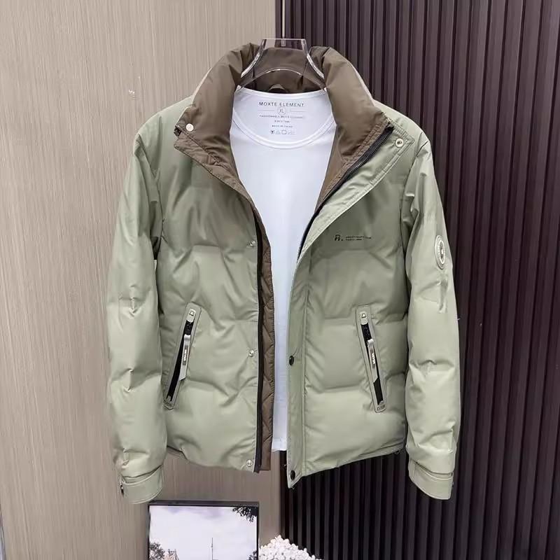 Mens Winter Puffer Jacket With Stand Collar Thick Warm Down Fill Casual Streetwear Style Cold Weather