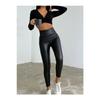 Black High Waist Leather Leggings With Inner Fleece