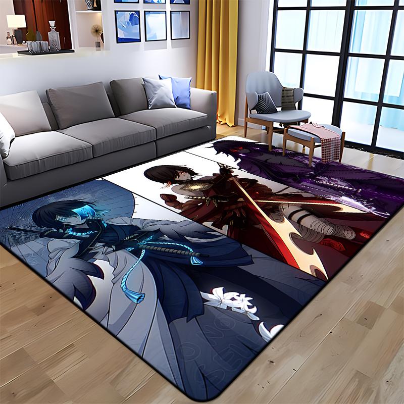 Demon Slayer Art Print Floor Mat Living Room Game Room Carpet Camping Picnic Mat Doormat Floor Mats Anime Room Decor Area Rug