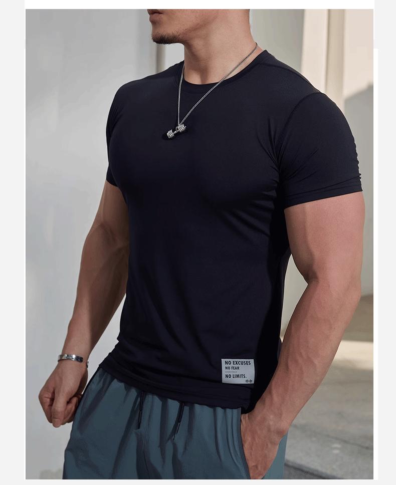 Мужская быстросохнущая фитнес-футболка с коротким рукавом для бега, езды на велосипеде и тренировок