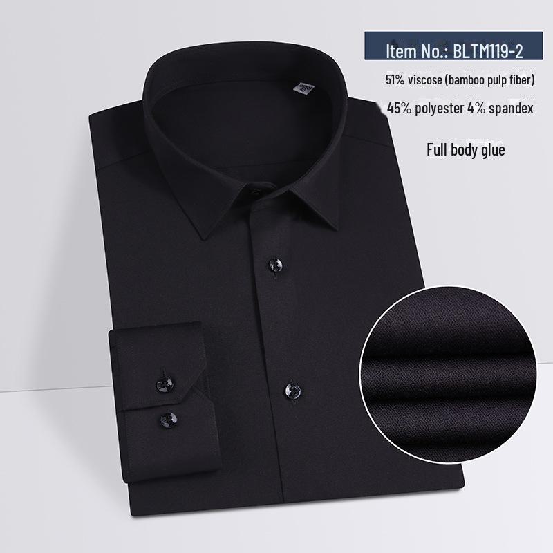 Мужская рубашка больших размеров с длинным рукавом из бамбукового волокна — дышащая и драпированная, для весны и осени