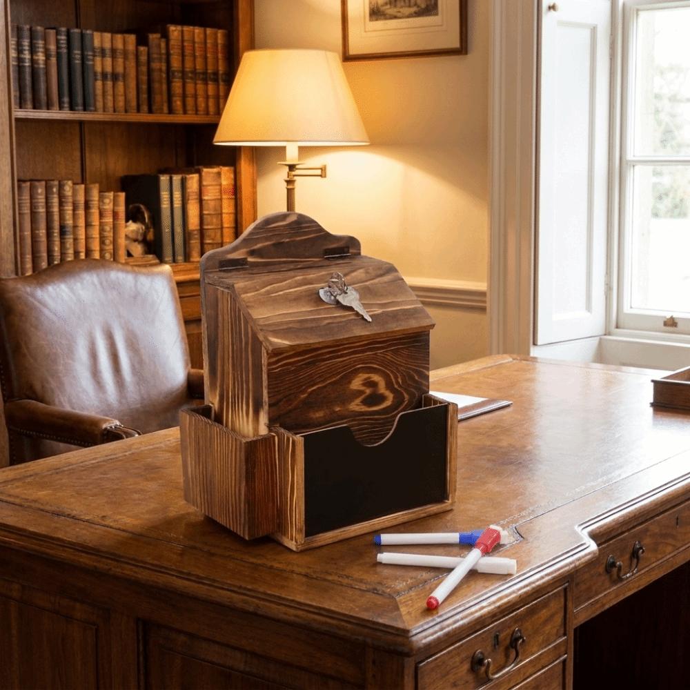 Wooden Suggestion Box Lockable Donation Box Retros Feedback Collection Box Schools