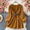 Весенние и осенние женские темпераментные платья Pure Desire Wind French Design Sense Niche Corduroy
