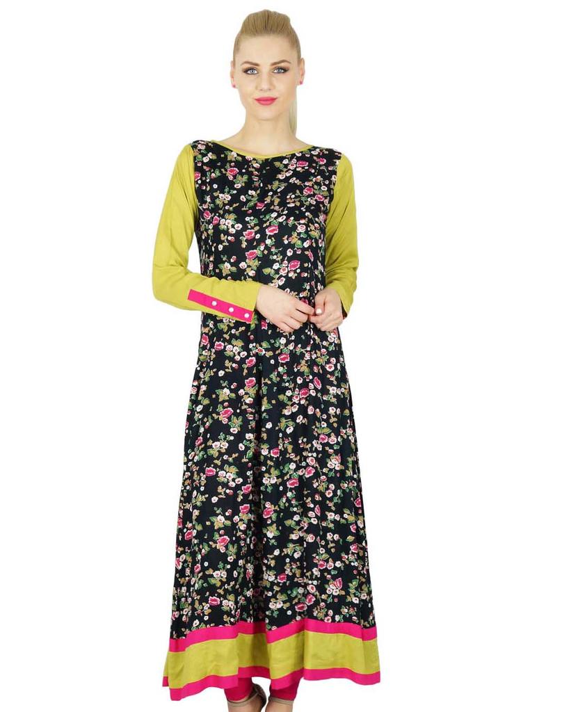 Bimba Women Indian Ethnic Anarkali Custom Kurta Kurti Indian Flaired Top