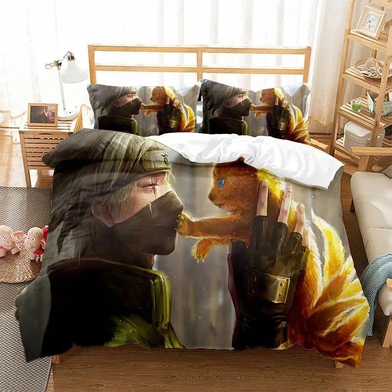 Naruto Series Three-piece Duvet Cover Digital Printing Brushed Two-piece Set Children's Cartoon Anime Quilt Cover