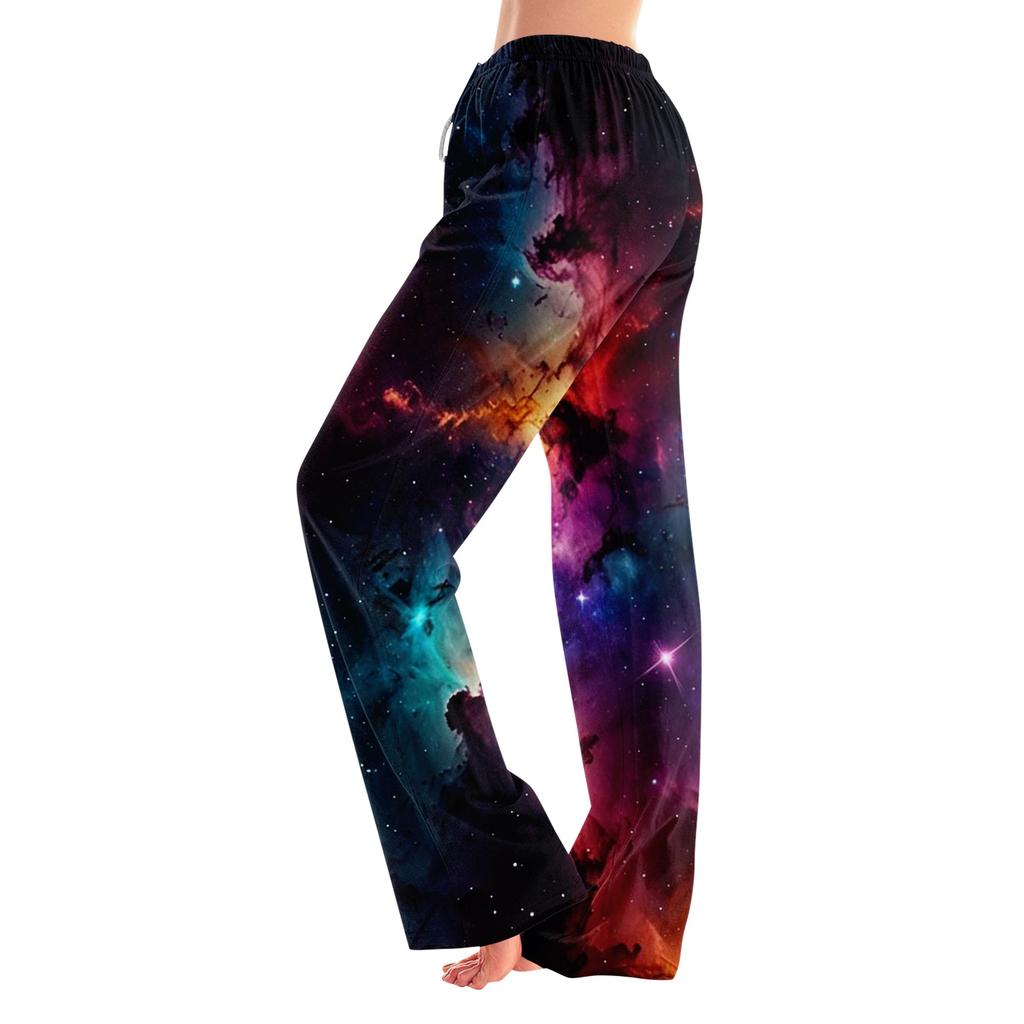 Женские пижамные штаны, одежда для сна, повседневные брюки с эластичной резинкой на талии, удобные прямые свободные брюки для йоги