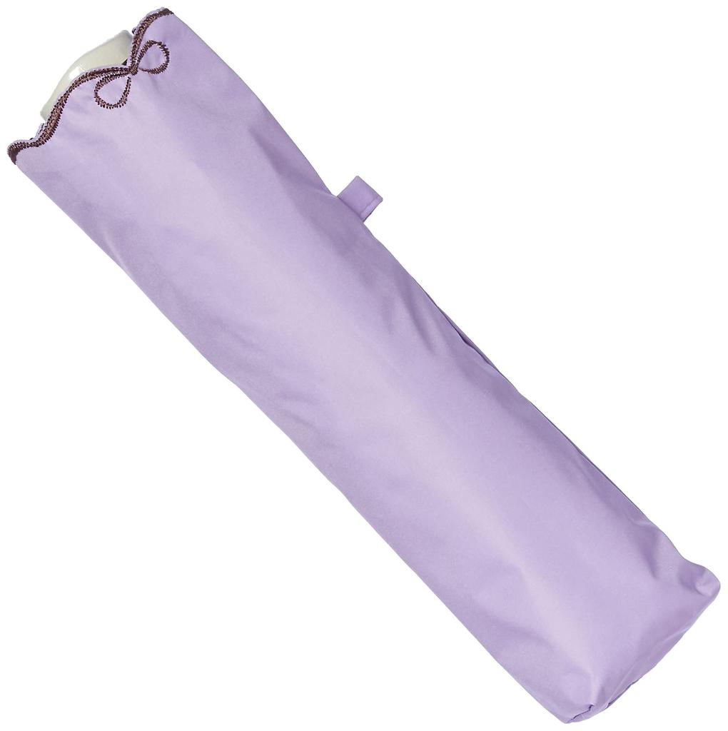 Moonbat Folding Umbrella with Ribbon Light Suitable for Rain or Light Rib Approximately 50cm Um-feel Embroidery, Women's Parasol, 10953-02 (Heat