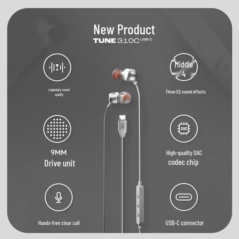 JBL TUNE310C Type-C In-Ear Wired Earbuds