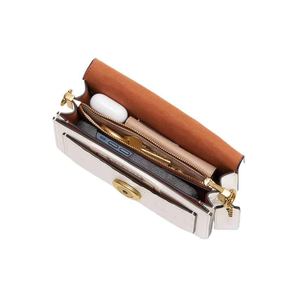 Coach Tabby 20 Embossed Classic Monogram Flap Logo Lock Hardware Patent Leather Handbag Small Women handbag White CM556-B4HA