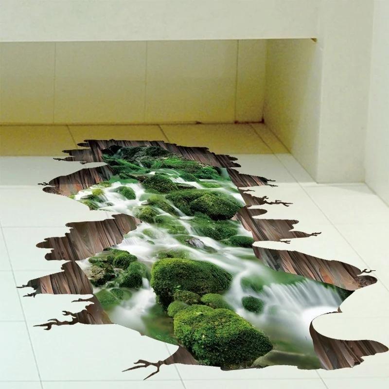 Новая 3D Наклейка Лотос на Пол/Стену Съемные Настенные Декали Виниловое Искусство Декор Гостиной Подходящие Домашние Кухонные Декоративные Наклейки