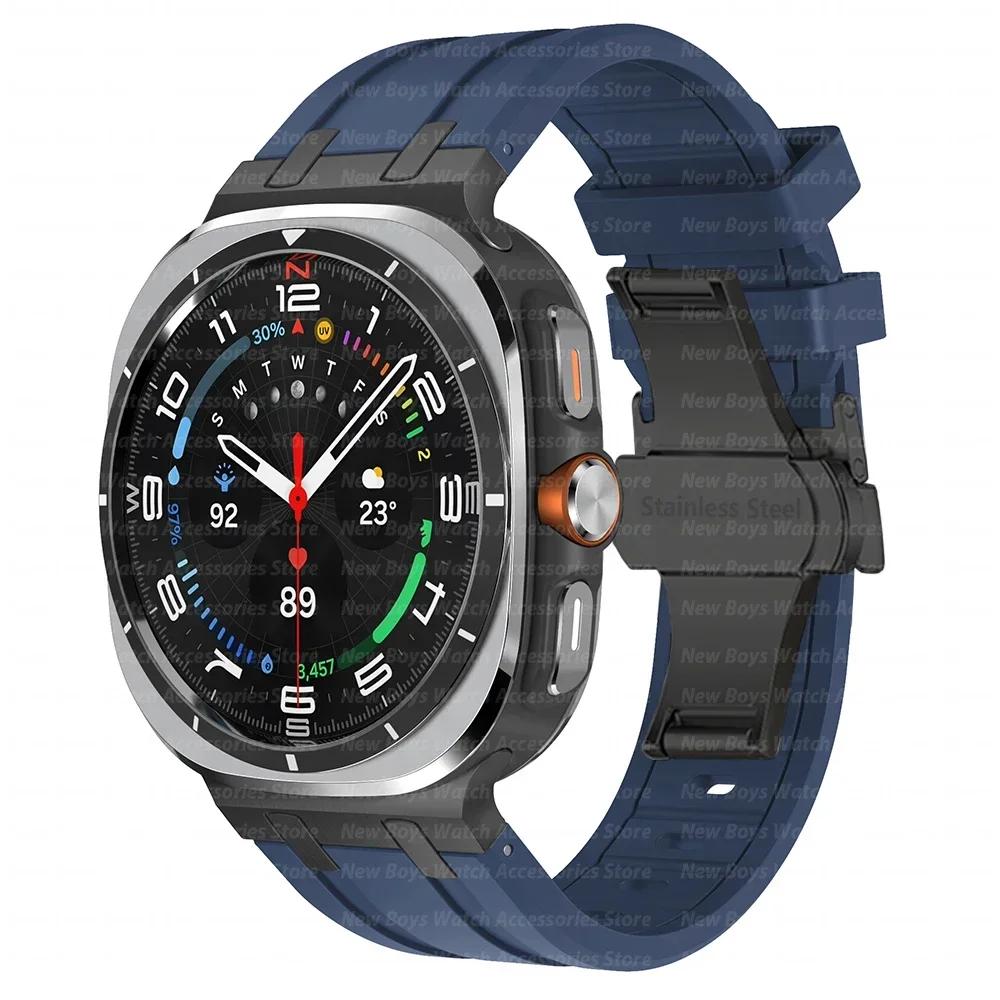 Роскошный спортивный ремешок из резины для Samsung Galaxy Ultra Watch 47 мм, силиконовый ремешок с изогнутым концом для samsung ultra 7 47 47MM, мужской браслет