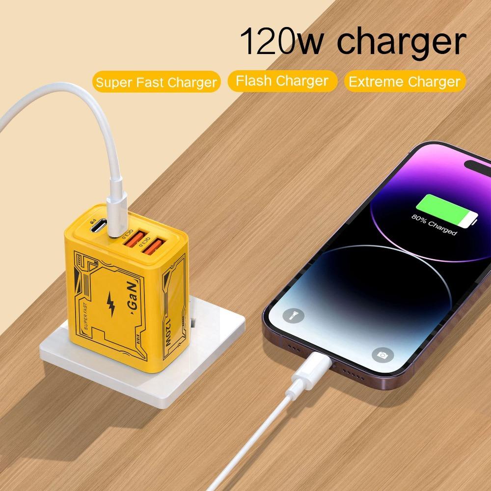 120 Вт mecha PD быстрая зарядка двойной Type-C двойной USB подходит для Apple 15 Huawei мобильного телефона 5В2А зарядная головка
