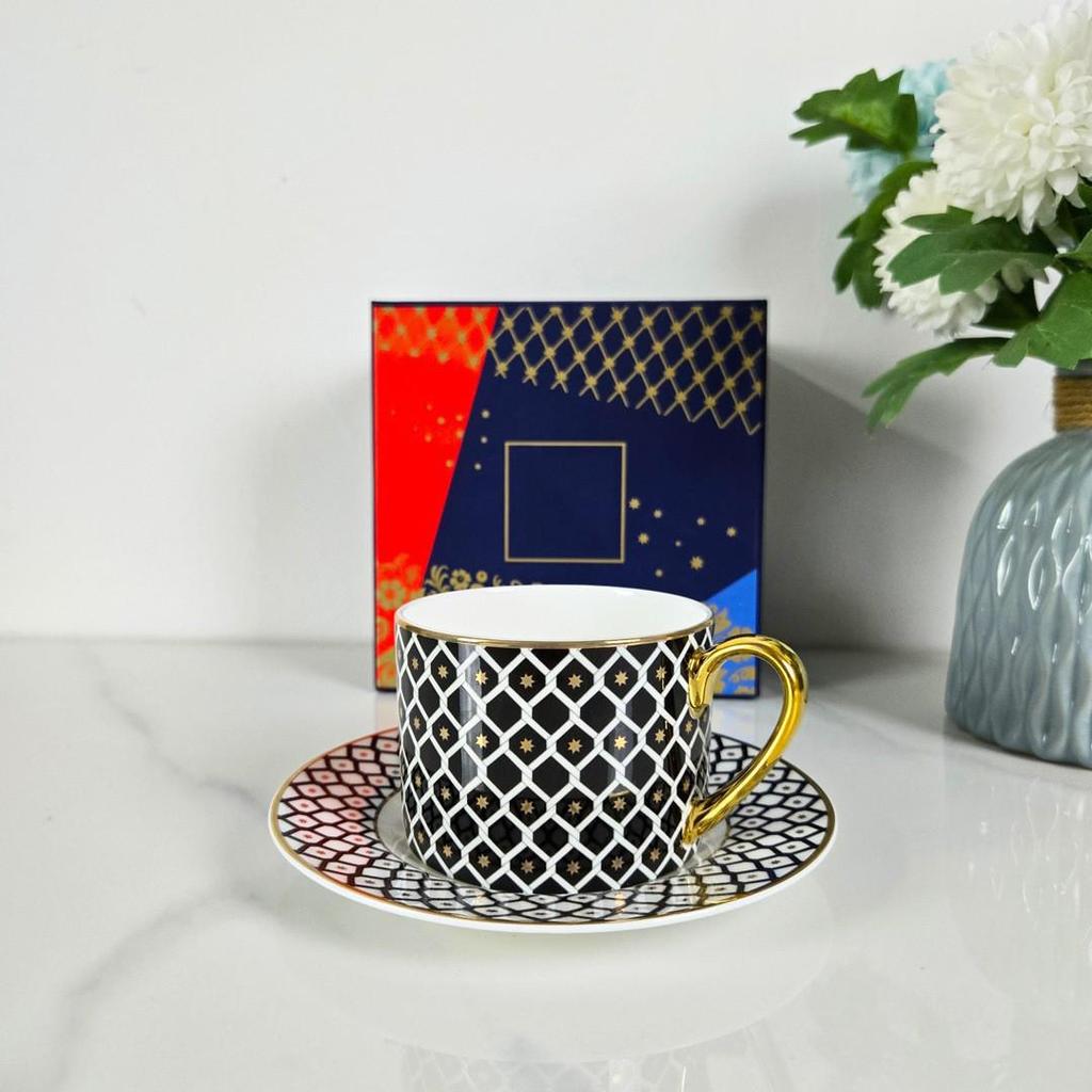 Russian Royal Bone China Coffee Cup & Saucer Set - European-Style Ceramic for Afternoon Tea