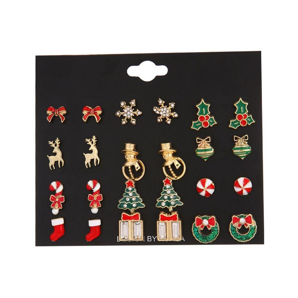 Santa Claus Elk Christmas Earrings Set Female Ear studs Korean Style Earrings Red Dangle Earrings