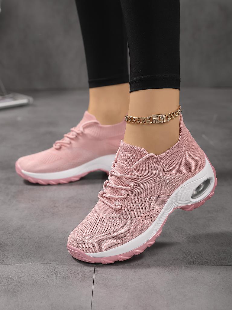 Women Walking Shoes Slip On Sock Sneakers Lady Girls Nurse Mesh Lightweight Sport Shoes Air Cushion Platform Red Loafers 1862