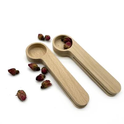 Деревянная мерная ложка для кофейных зерен с зажимом для пакета столовая ложка цельная мерная ложка для чая ложки зажимы подарок YA040
