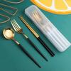 3 Pcs Spoon Fork Chopsticks Set With Storage Box Stainless Steel Coffee Snacks Fruit Dessert Fork Spoon Kitchen Teaspoon Set