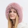 Hat Hooded Neck Scarf Mask Warm Thicken Knitted Fluff Winter Cap For Women Outdoor Ski Windproof Hat Plush Fluffy Beanies Caps