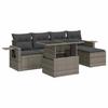 vidaXL 6 Piece Grey Garden Sofa Set with Cushions Poly Rattan