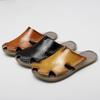 Мужские нескользящие тапочки для улицы, новые легкие кожаные сандалии, летняя мужская обувь, дышащие мужские тапочки в стиле ретро в римском стиле, обувь для ходьбы