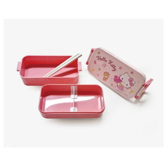 Портативное антибактериальное устройство 600 мл YZW3AG + крышка + перегородка + силиконовая прокладка + средняя крышка + набор палочек для еды, Hello Kitty, 1 шт.