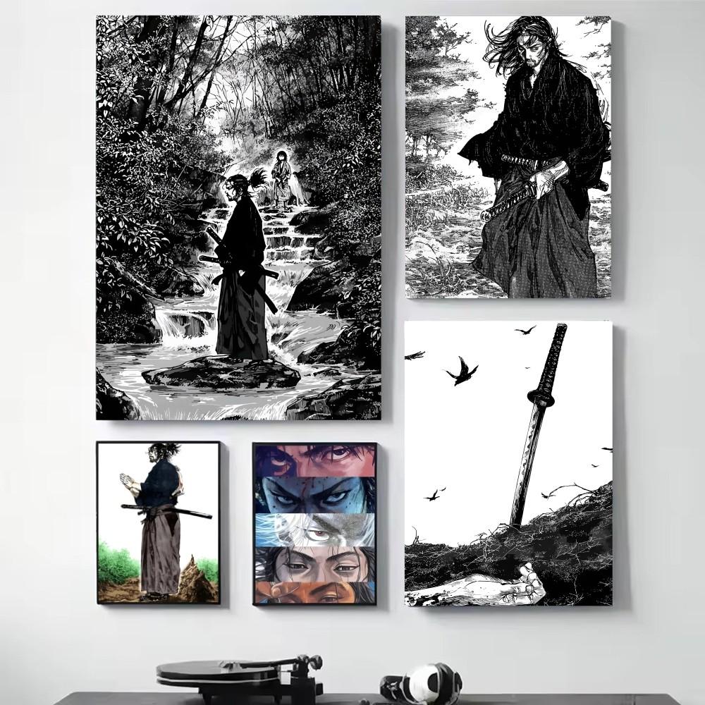 1 шт. Японская аниме-манга Миямото Мусаси Бродяга Бусидо Воин HD Постеры Домашняя комната Бар Кафе Декор Искусство Настенная живопись Картина