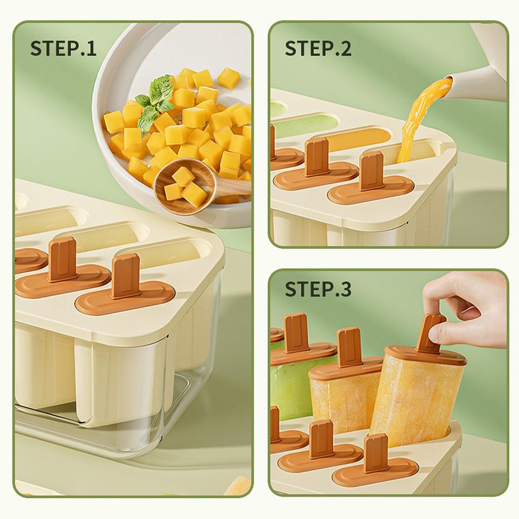 8 Hole Ice Popsicle Mould For Kids Homemade Ice Cream Mold Food Grade Ice-lolly Mold Kitchen Frozen Ice Popsicle Maker
