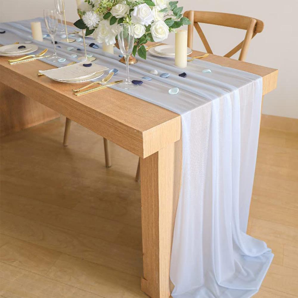 Gauze Chiffon Table Runner 300*70cm Tablecloth Wedding Birthday Party Bridal Shower Table Decoration