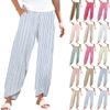 Брюки женские летние повседневные широкие брюки с эластичной резинкой на талии и карманами