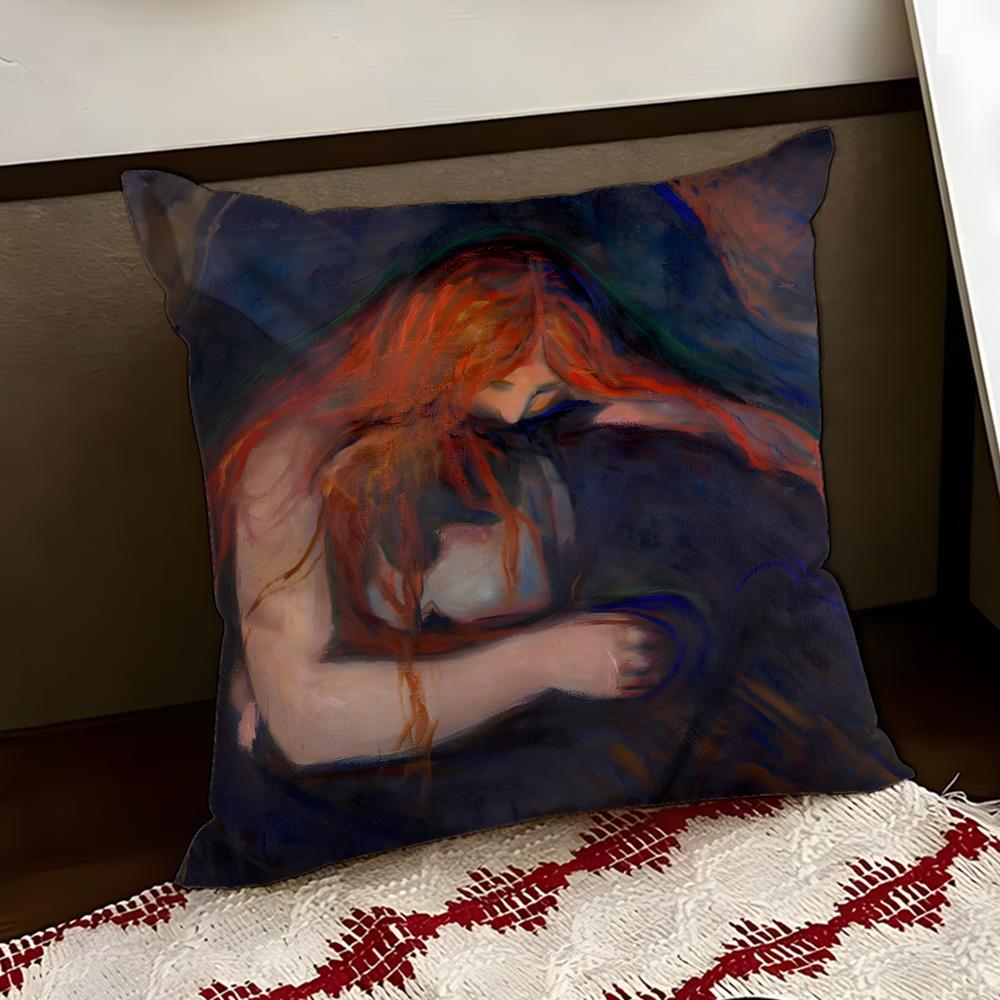 Art EEdvard MMunch Anxiety Cushion Cover Reversible Soft Durable Pillow Cover Home Car MultiScene Use for Daily Comfort