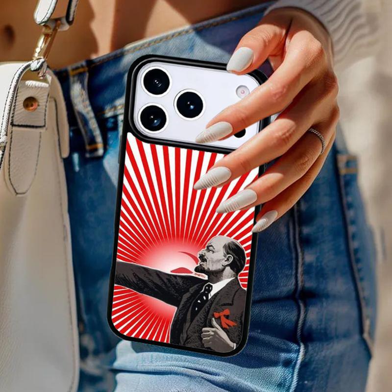 Чехол для телефона Флаг Советского Союза Ленин Для iPhone 17 Air 14 15 13 12 Max Чехол Для Apple 16e 11 Pro Max Plus Coque