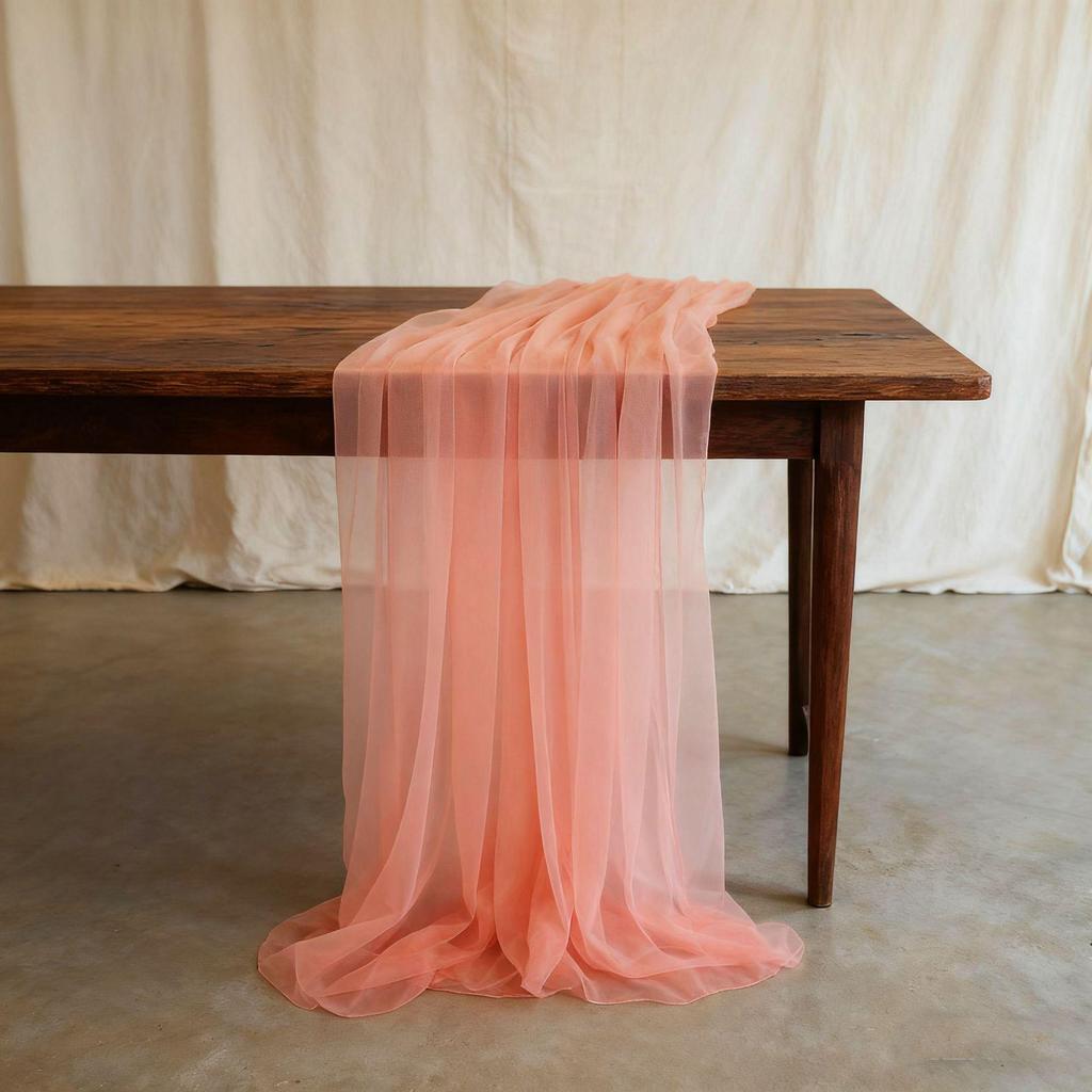 Nordic Wedding Voile Table Runner: Solid Chiffon Crepe Decoration for Dining and Parties