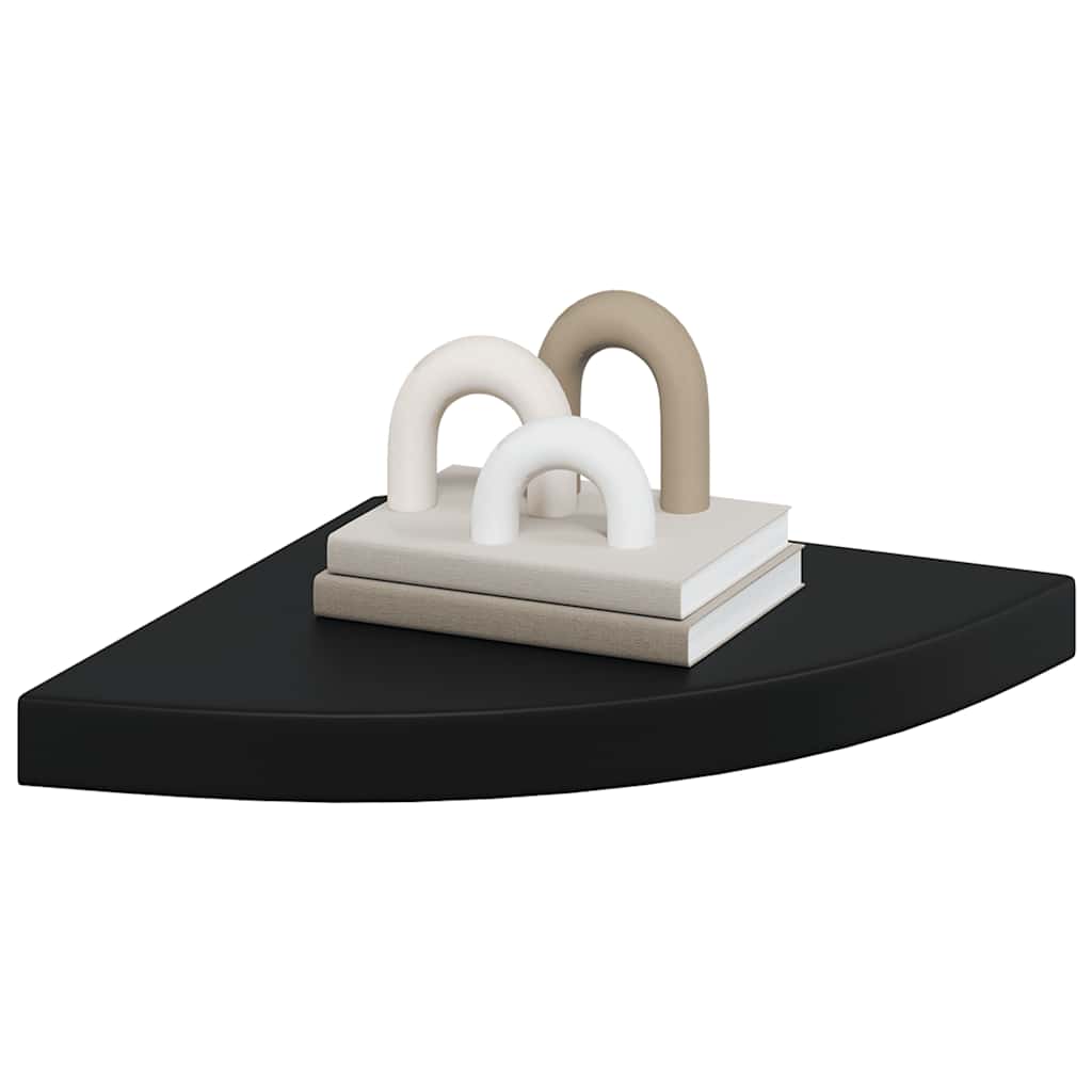 Corner Floating Shelf Black 35 x 35 x 3.8 cm MDF
