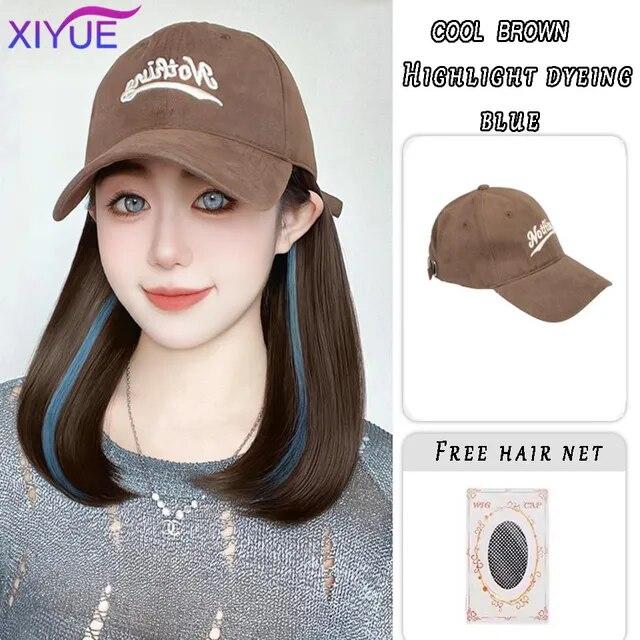 Шляпа, парик, женские длинные волосы, цельный, женская мода, ленивые, слегка вьющиеся волосы, бейсболка, парик, полное покрытие головы