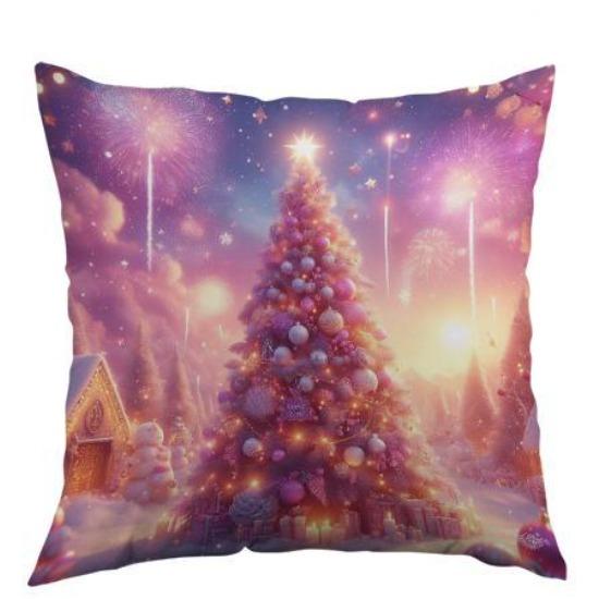 New Christmas Pillow Cover Polyester Christmas Tree Print Home Cushion Cover Living Room Sofa Cushion Cover