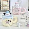 High-value Cute Puppy Mug with Lid Large-capacity Ceramic Drinking Cup Girls Birthday Gift Creative Cup