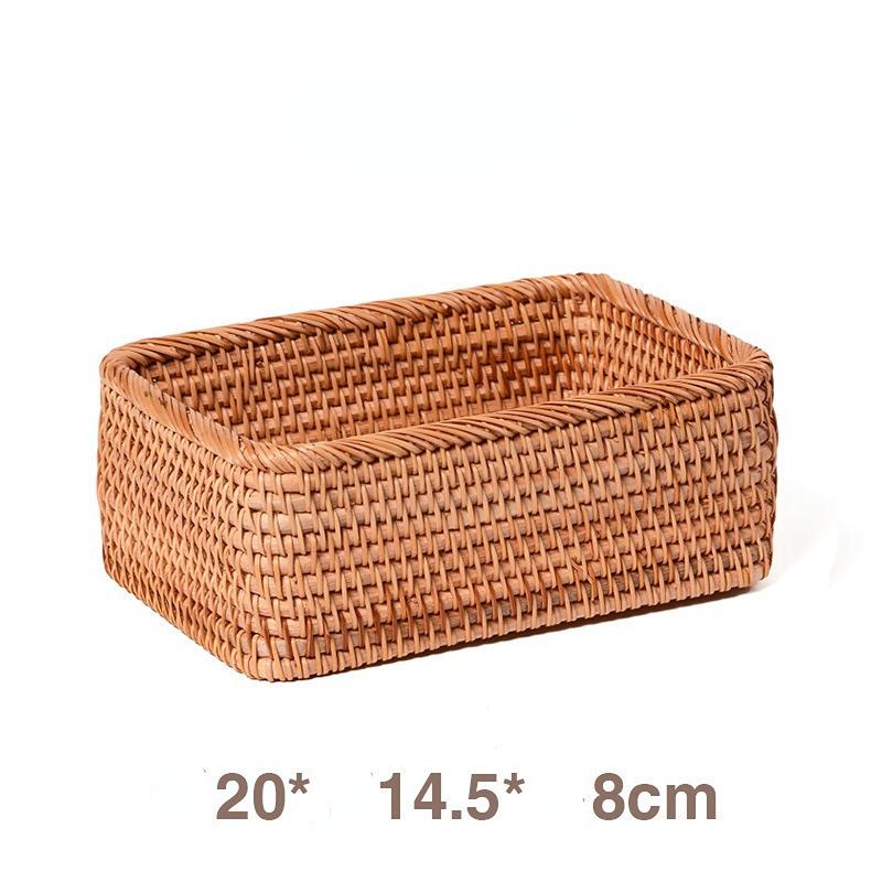 Прямоугольные корзины для хранения из ротанга, штабелируемые плетеные коробки, органайзер для закусок, держатель для кухонных шкафов, полка