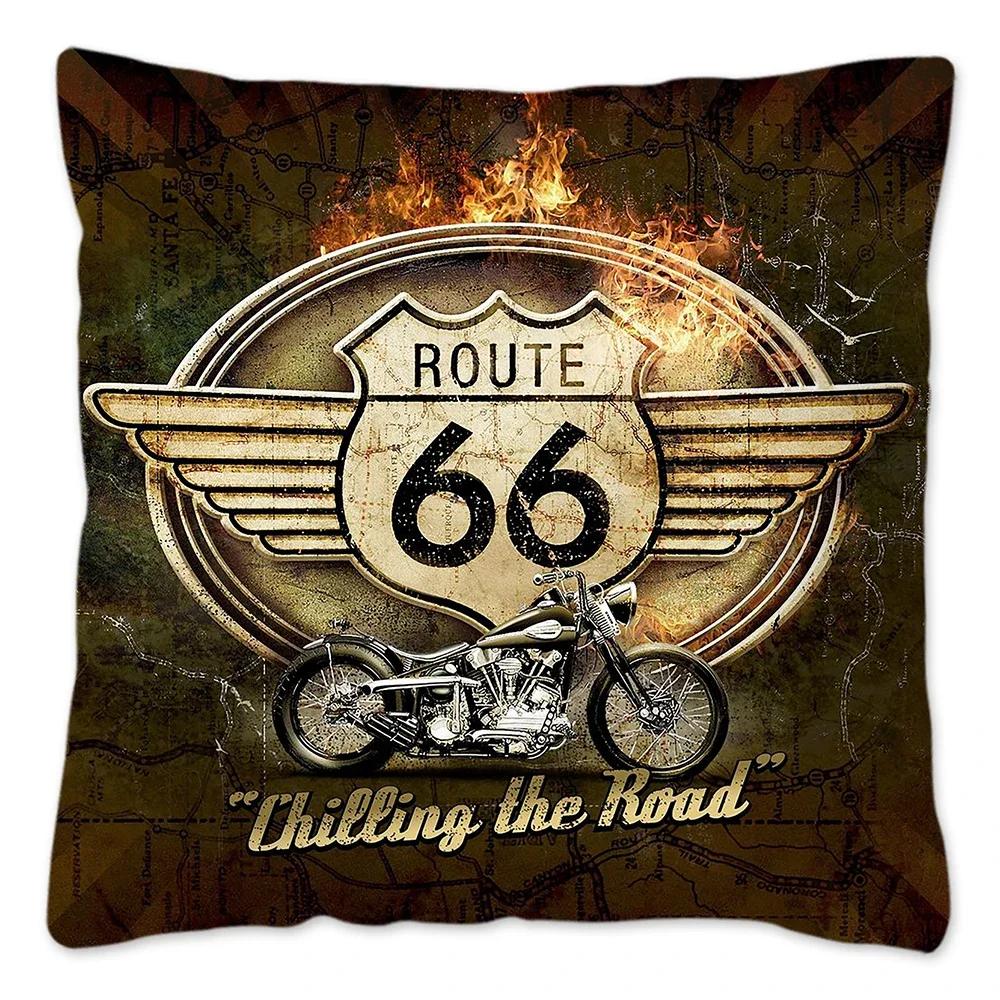 Наволочка Route 66 Retro, украшение для дома, полиэстер, наволочка для дивана, наволочка для автомобиля, натуральный пейзаж, Funda Cojin