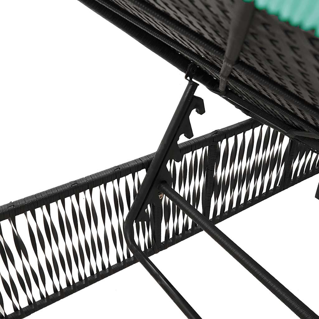 Sun Lounger with Cushions Black Poly Rattan