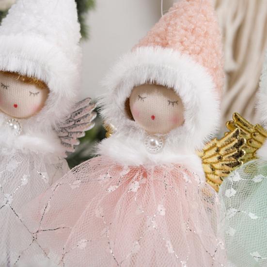 Рождественский Ангел Девушка Висячие Украшения Золотое Крыло Плюшевая Остроконечная Шляпа Тюлевая Юбка С Блестками Колокольчик Длинные Ноги Праздничная Рождественская Елка Девушка Кукла Подвеска Дети