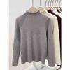 Autumn and Winter Integrated Fleece Knitted Sweater Semi-turtleneck Basic Inner Long-sleeved Top Women's Fleece Thickened Fashionable Primer Sweater