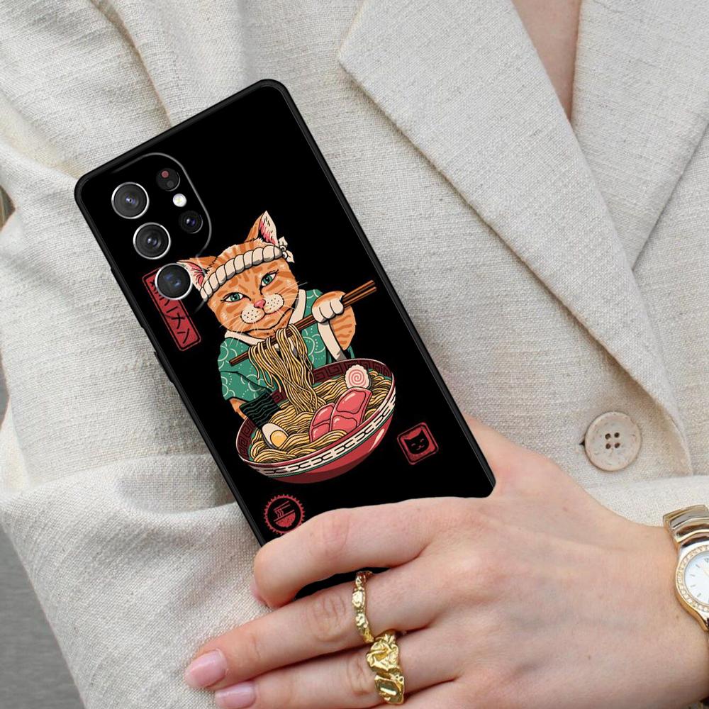 Neko Ramen Japan Cat Cell Phone Case for Samsung Galaxy S26 Ultra S25 S24 S23 S22 S21 S20 Note10 Cover