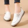 Women's Grey Loafers Leather Driving Shoes Comfort Casual Slip On Walking Minimalist White Moccasins for Mother