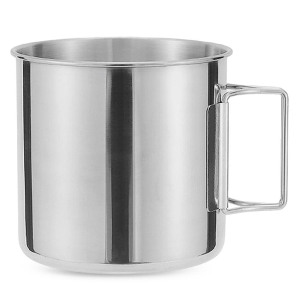 Чашка для воды для кемпинга со складной ручкой, кружка для кемпинга, легкая кружка для чая, пива, кофе из нержавеющей стали для кемпинга, пешего туризма